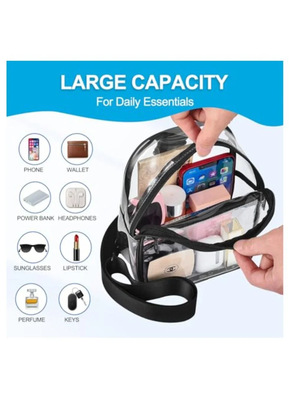 Clear Crossbody Bag Stadium Approved PVC